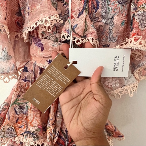 HEMANT & NANDITA KATI TIERED MINI DRESS. Medium. New With Tags - Picture 8 of 10